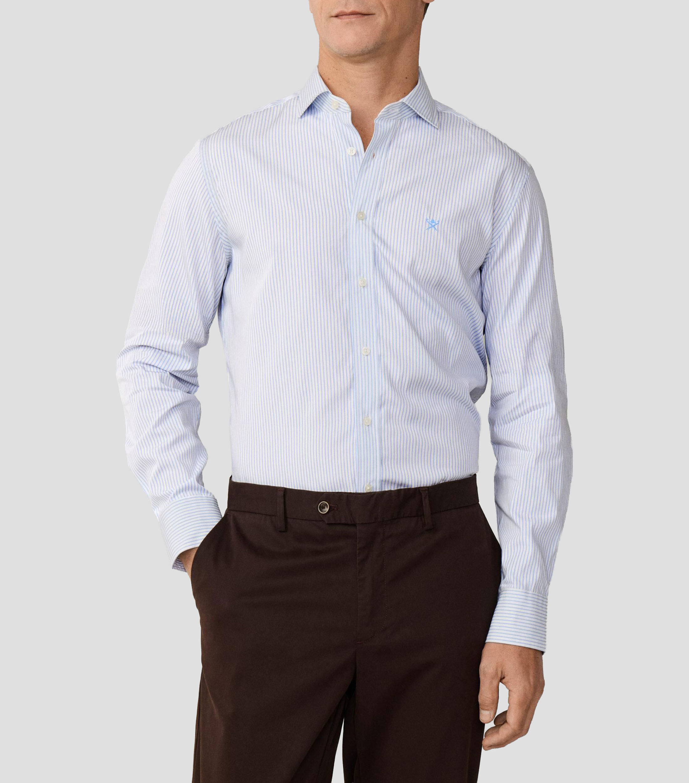 Camisa de rayas con manga larga Hombre